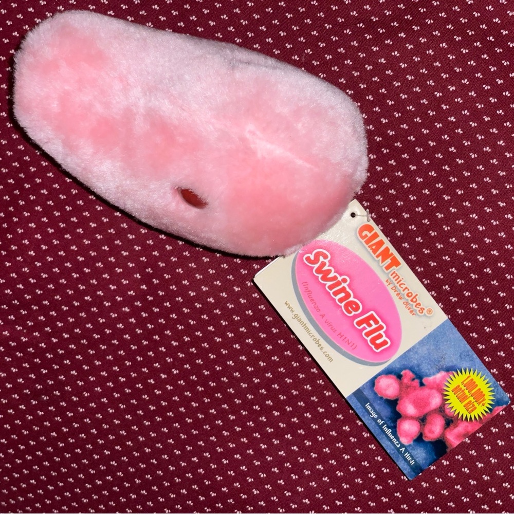 Gag gift for the germaphobe in your life Giant Microbes  Swine Flu pink plush